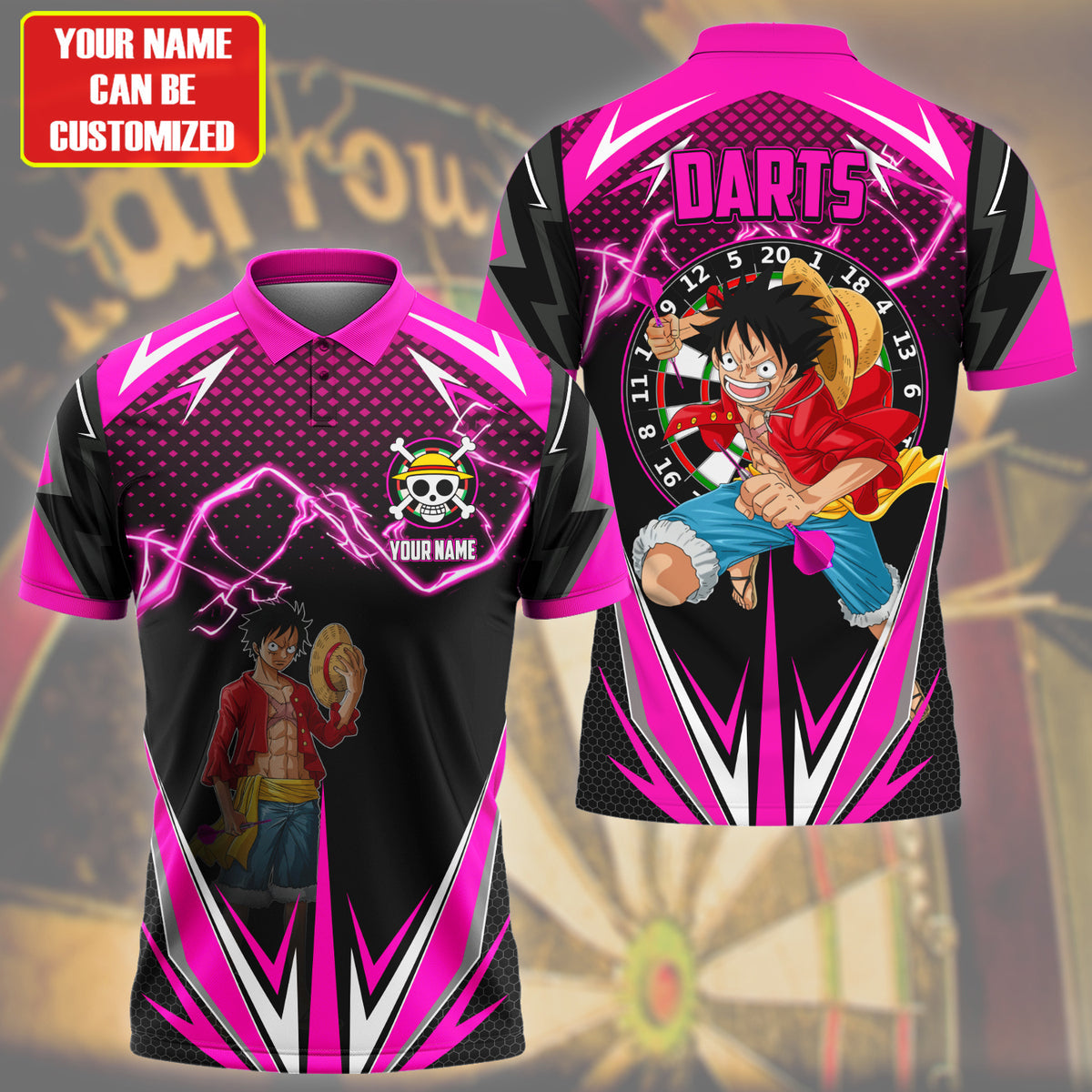 Personalized Name Luffy Darts S2 Pink Version All Over Printed Unisex Shirt S130606