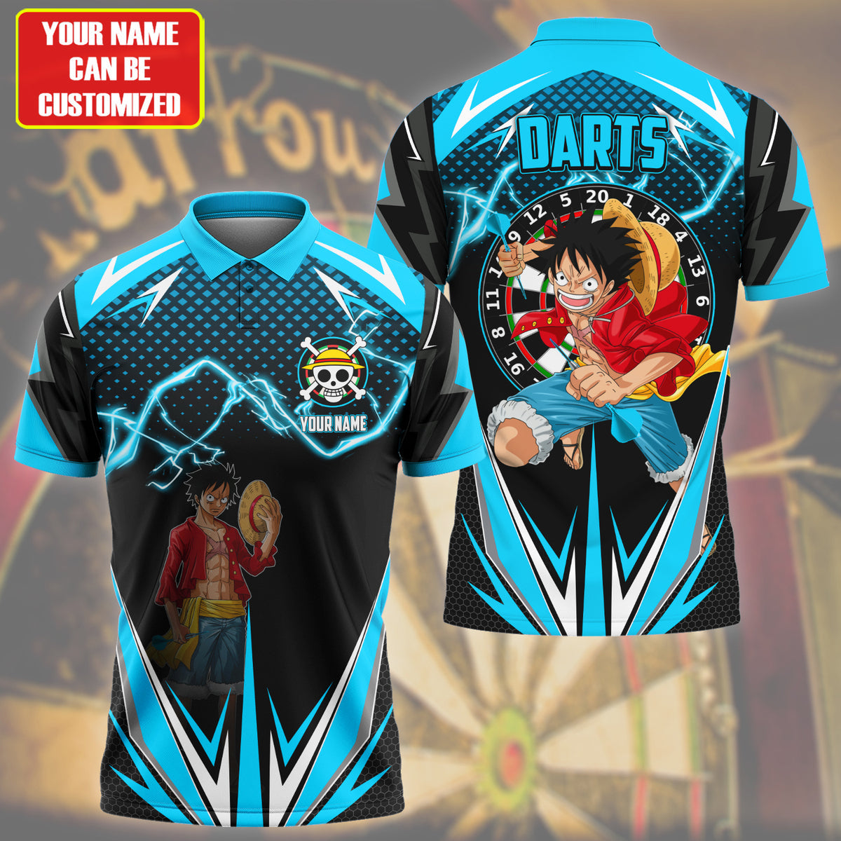 Personalized Name Luffy Darts S2 Teal Version All Over Printed Unisex Shirt S130606