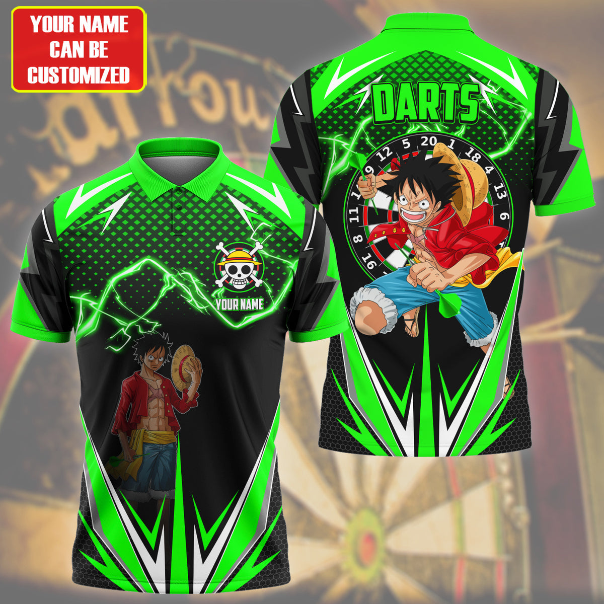 Personalized Name Luffy Darts S2 Green Version All Over Printed Unisex Shirt S130606