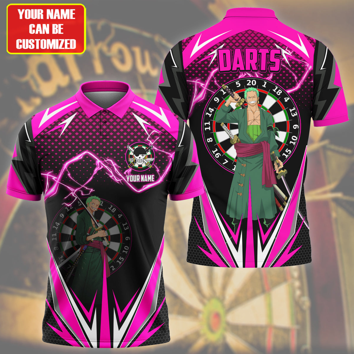 Personalized Name Zoro Darts Pink Version All Over Printed Unisex Shirt S130607