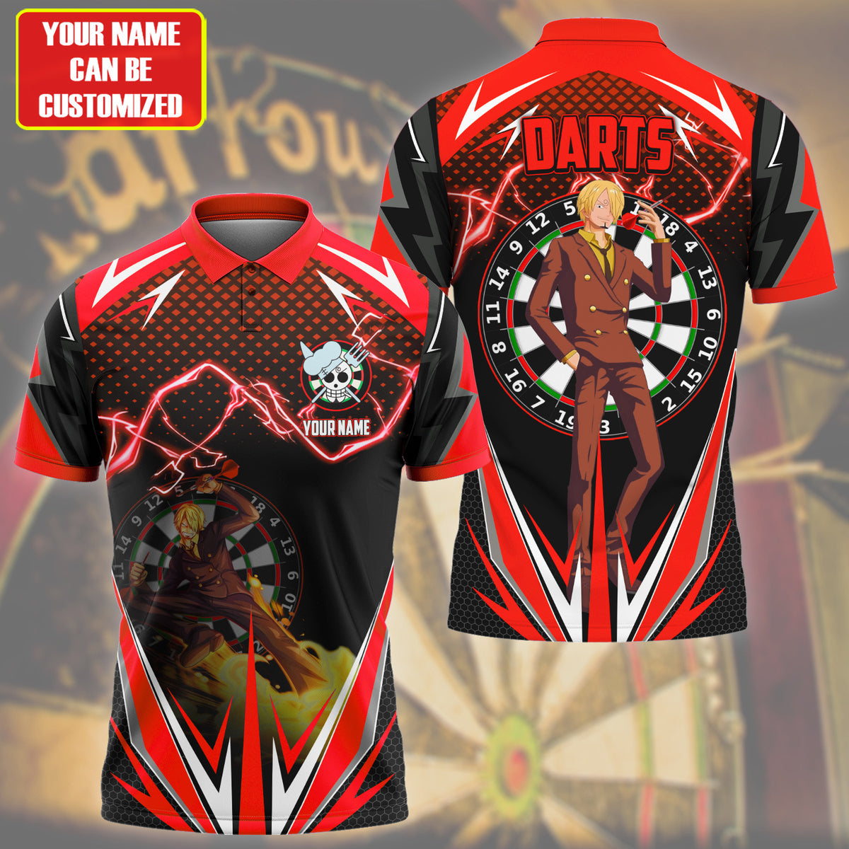 Personalized Name Sanji Darts Red Version All Over Printed Unisex Shirt S130608