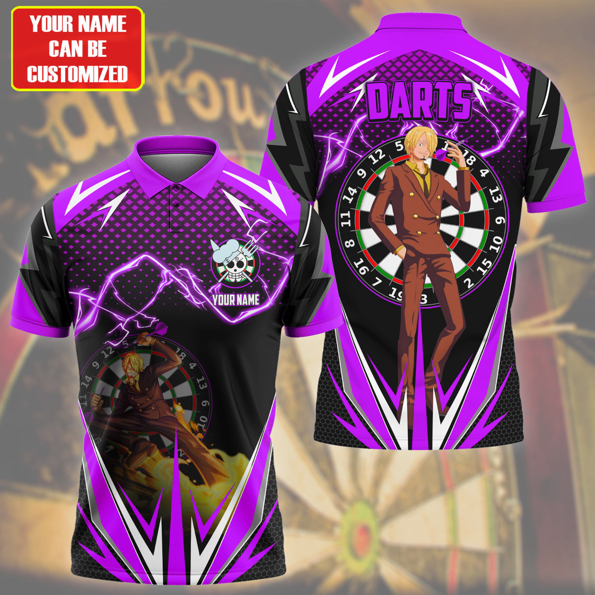 Personalized Name Sanji Darts Purple Version All Over Printed Unisex Shirt S130608