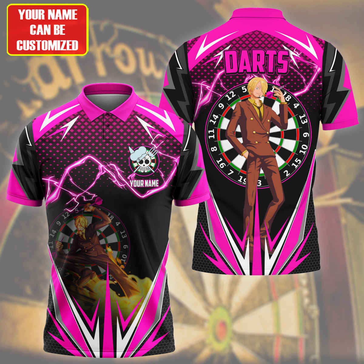 Personalized Name Sanji Darts Pink Version All Over Printed Unisex Shirt S130608