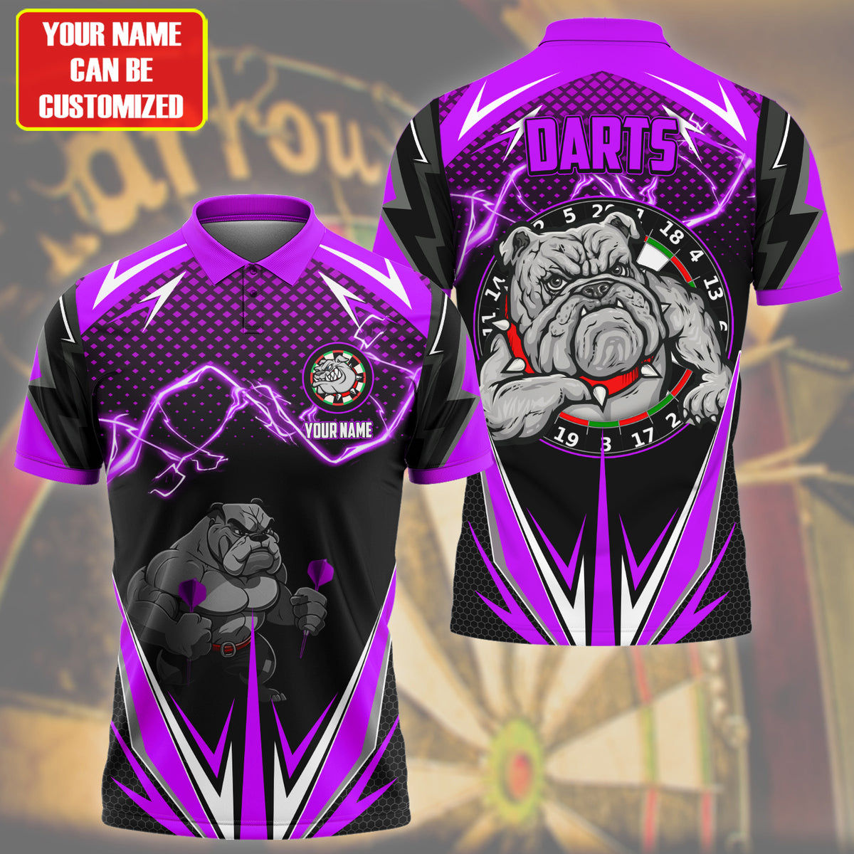 Personalized Name Bulldog Darts S1 Purple Version All Over Printed Unisex Shirt S130609