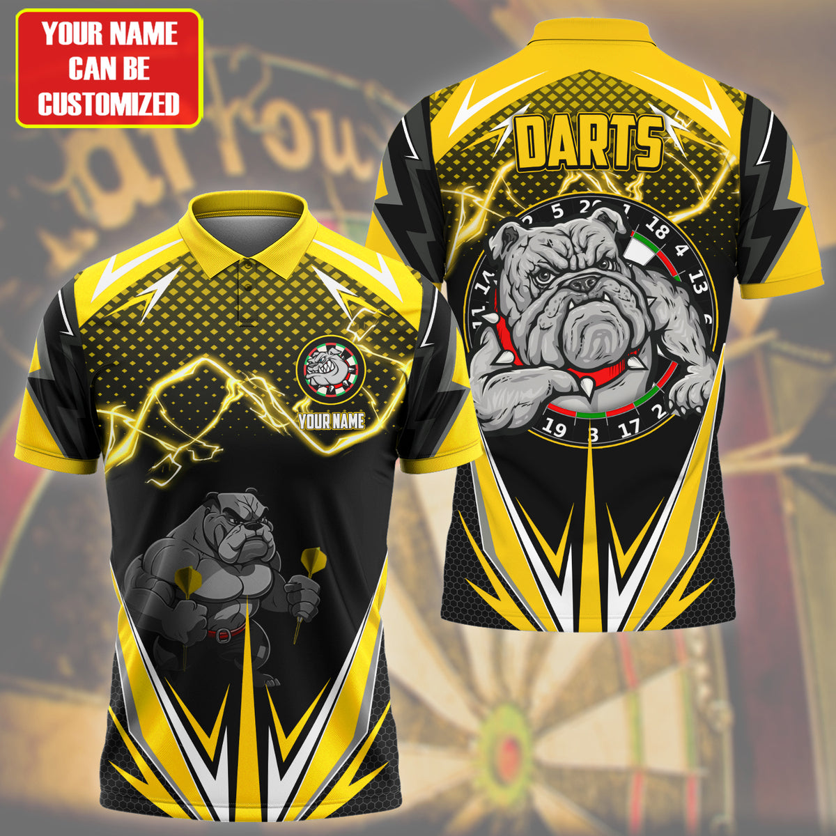 Personalized Name Bulldog Darts S1 Yellow Version All Over Printed Unisex Shirt S130609