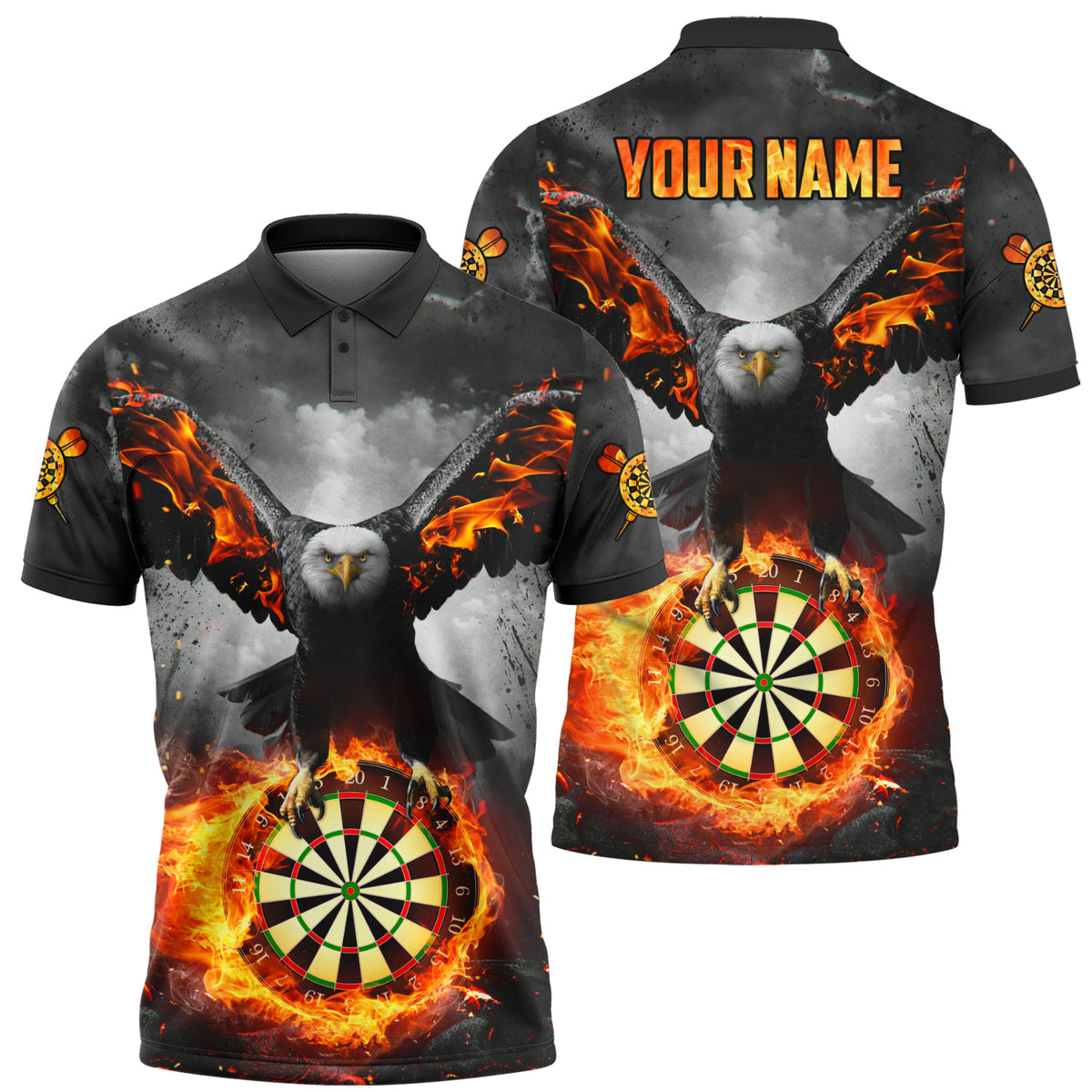 Dartboard S1 Eagle Rising From Fire Personalized Name 3D Shirt For Darts Player S130704