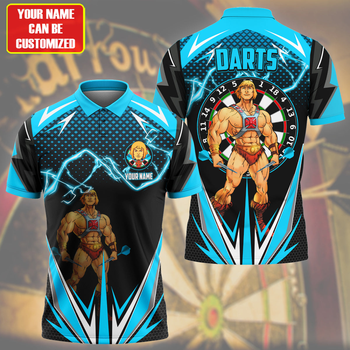 Personalized Name He-Man Darts Teal Version All Over Printed Unisex Shirt S150402