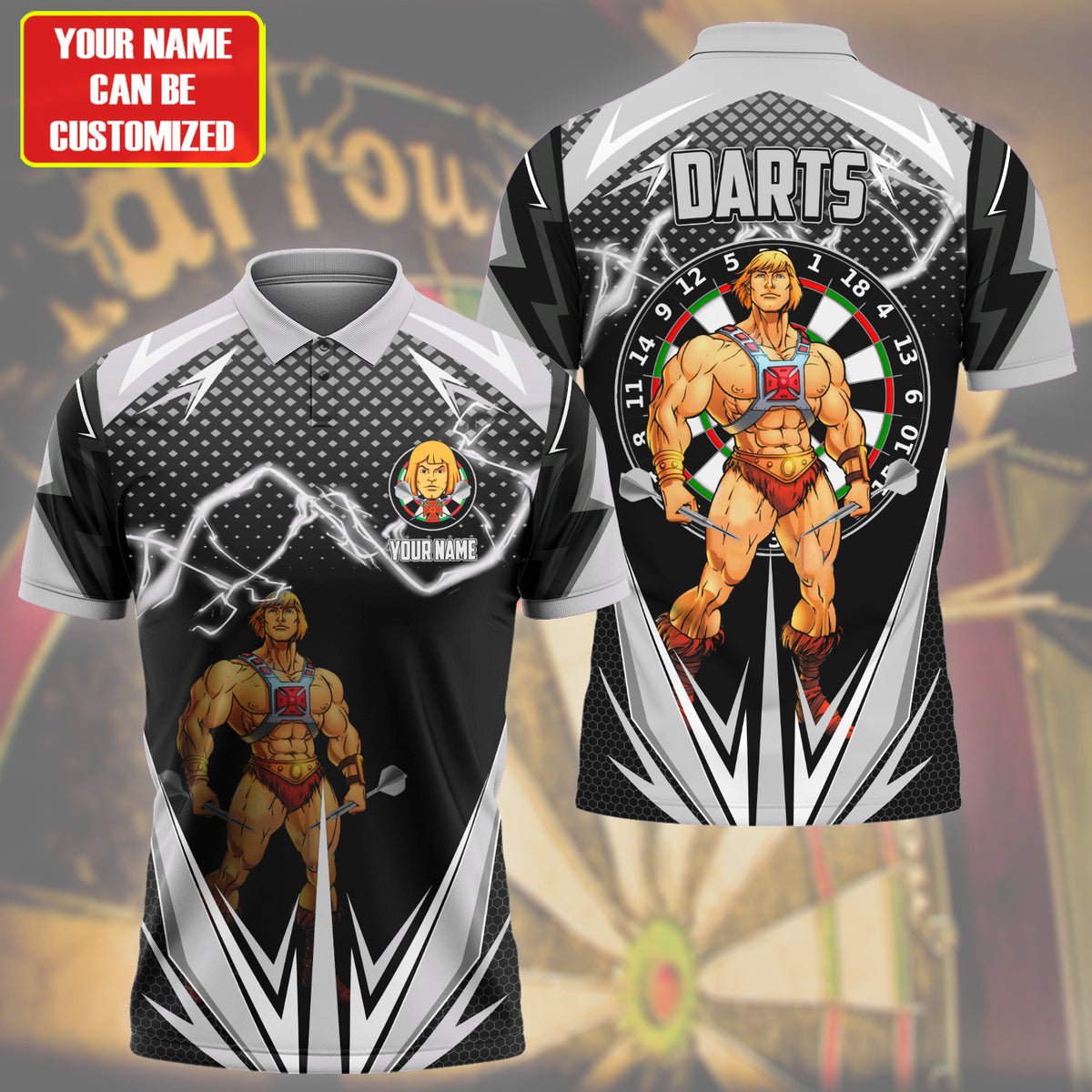 Personalized Name He-Man Darts Black Version All Over Printed Unisex Shirt S150402
