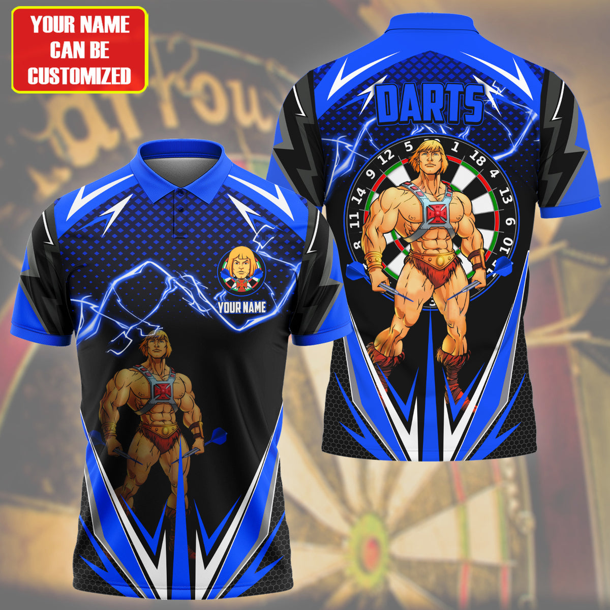 Personalized Name He-Man Darts Blue Version All Over Printed Unisex Shirt S150402