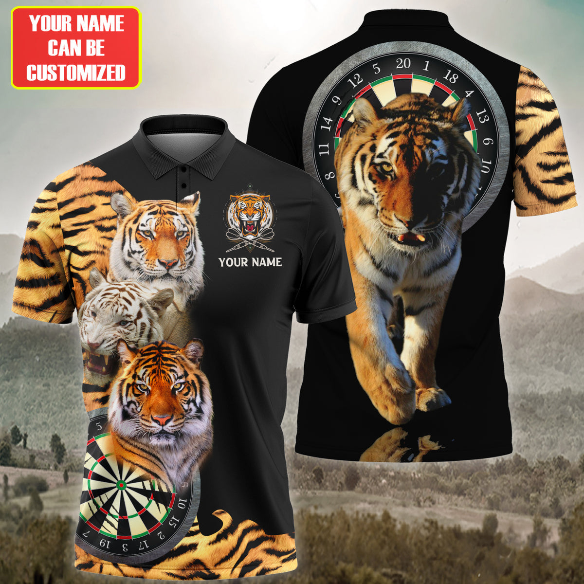 Dartboard Tiger Personalized Name 3D Shirt For Darts Player S150601