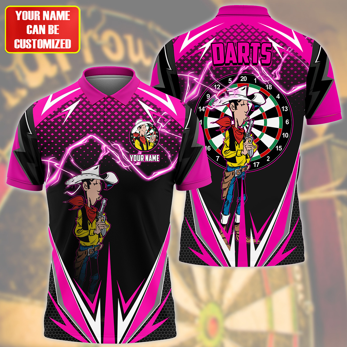 Personalized Name LL Darts Pink Version All Over Printed Unisex Shirt S170603