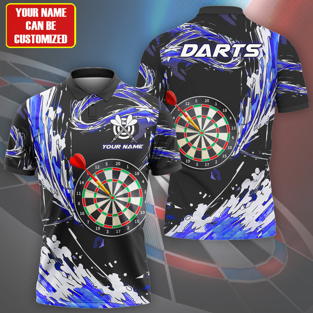 Personalized Name Water Wave Darts Blue Version All Over Printed Unisex Shirt S180608