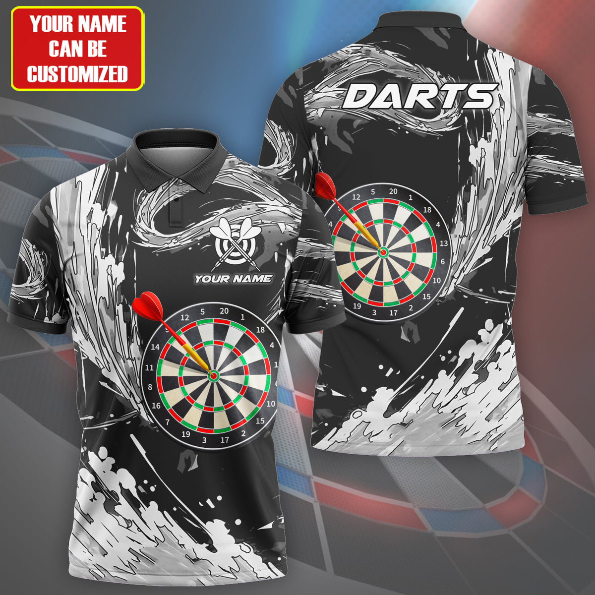 Personalized Name Water Wave Darts Black Version All Over Printed Unisex Shirt S180608
