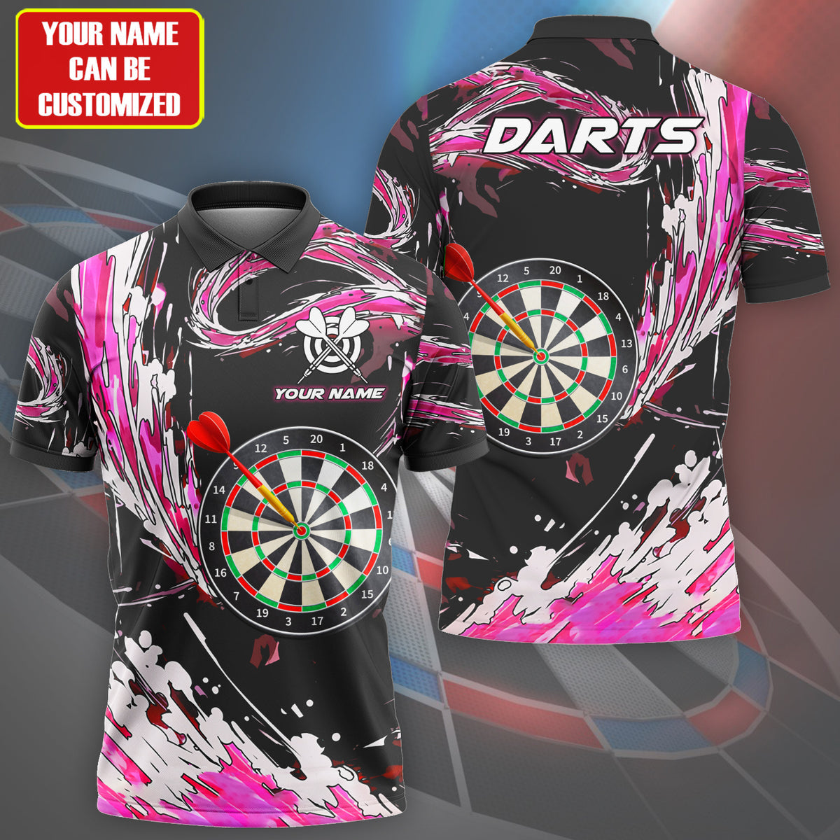 Personalized Name Water Wave Darts Pink Version All Over Printed Unisex Shirt S180608