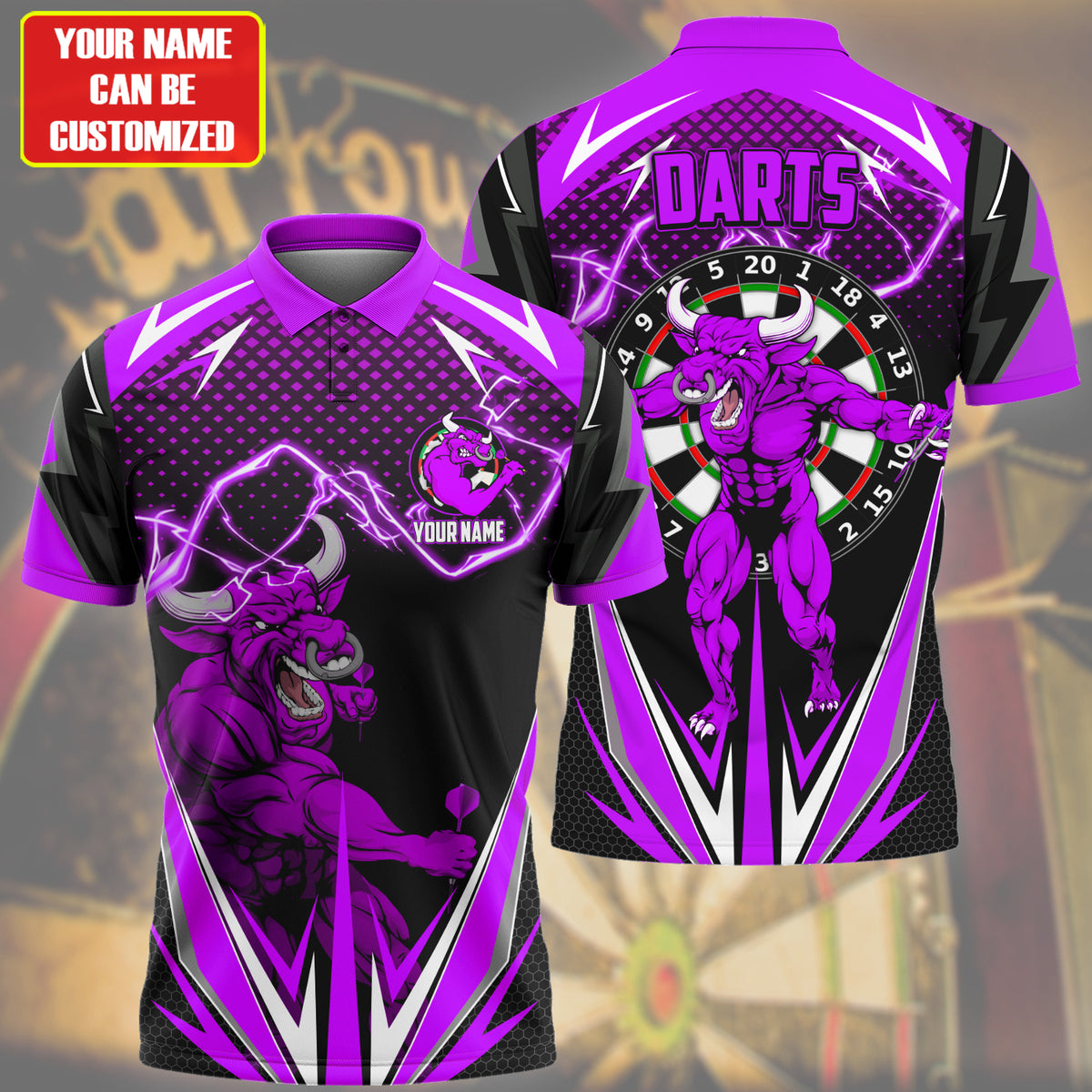 Personalized Name Bull Darts Purple Version All Over Printed Unisex Shirt S190307