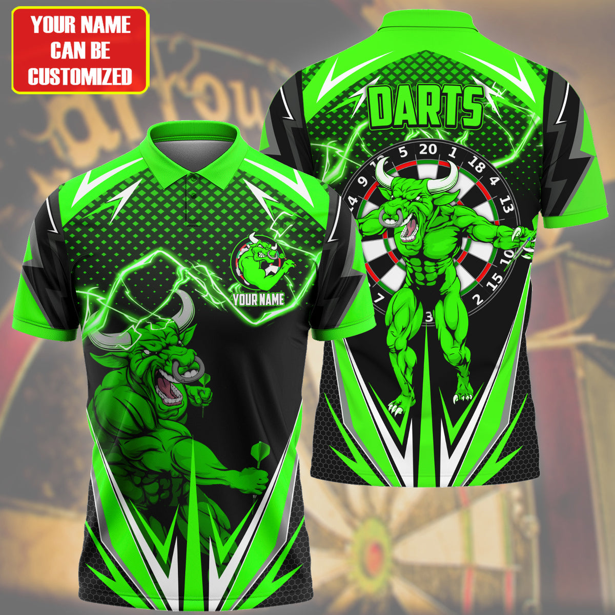 Personalized Name Bull Darts Green Version All Over Printed Unisex Shirt S190307