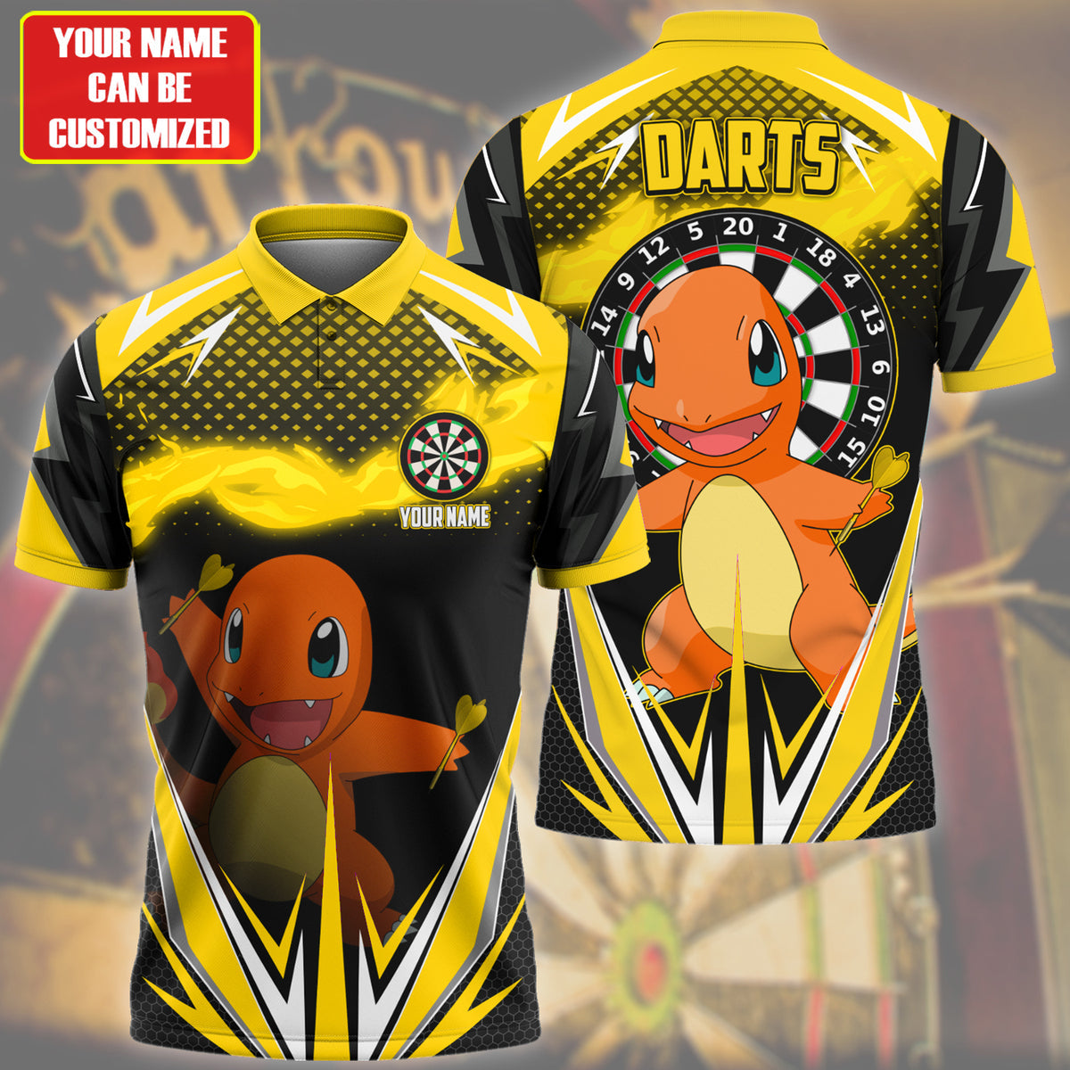 Personalized Name Htkg Darts Yellow Version All Over Printed Unisex Shirt S210209