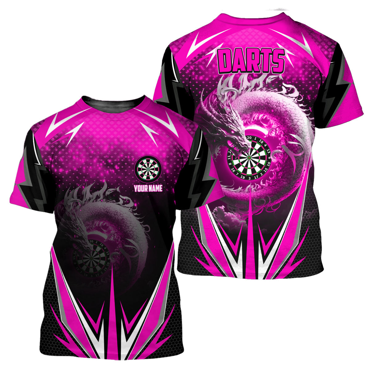 Personalized Name Darts Dragon Pink Version All Over Printed Unisex Shirt S210703