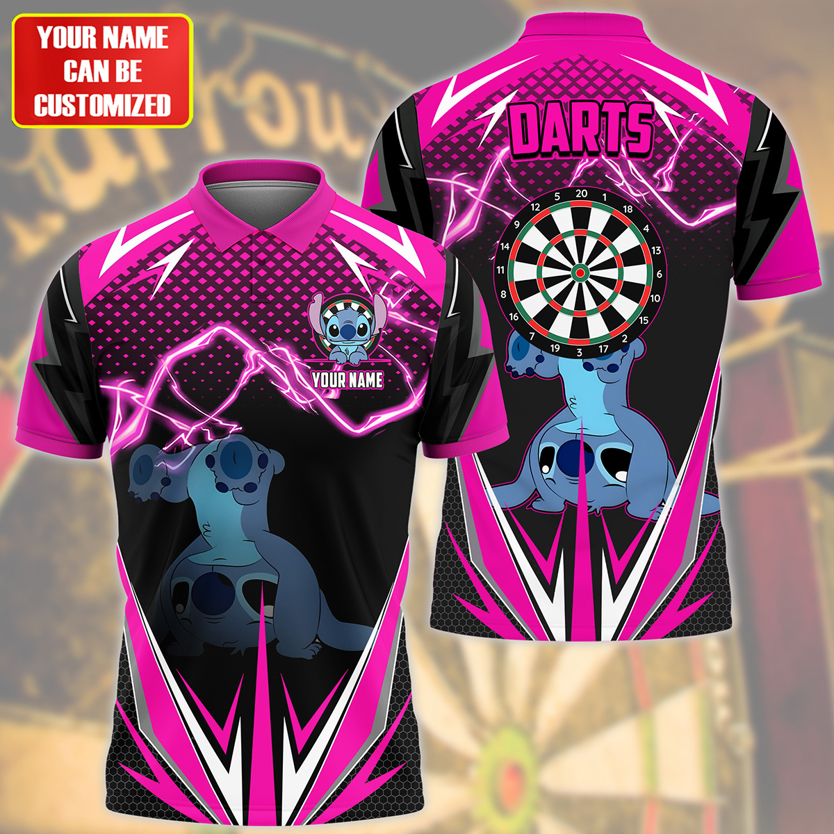 Personalized Name St Darts S5 Pink Version All Over Printed Unisex Shirt S220505