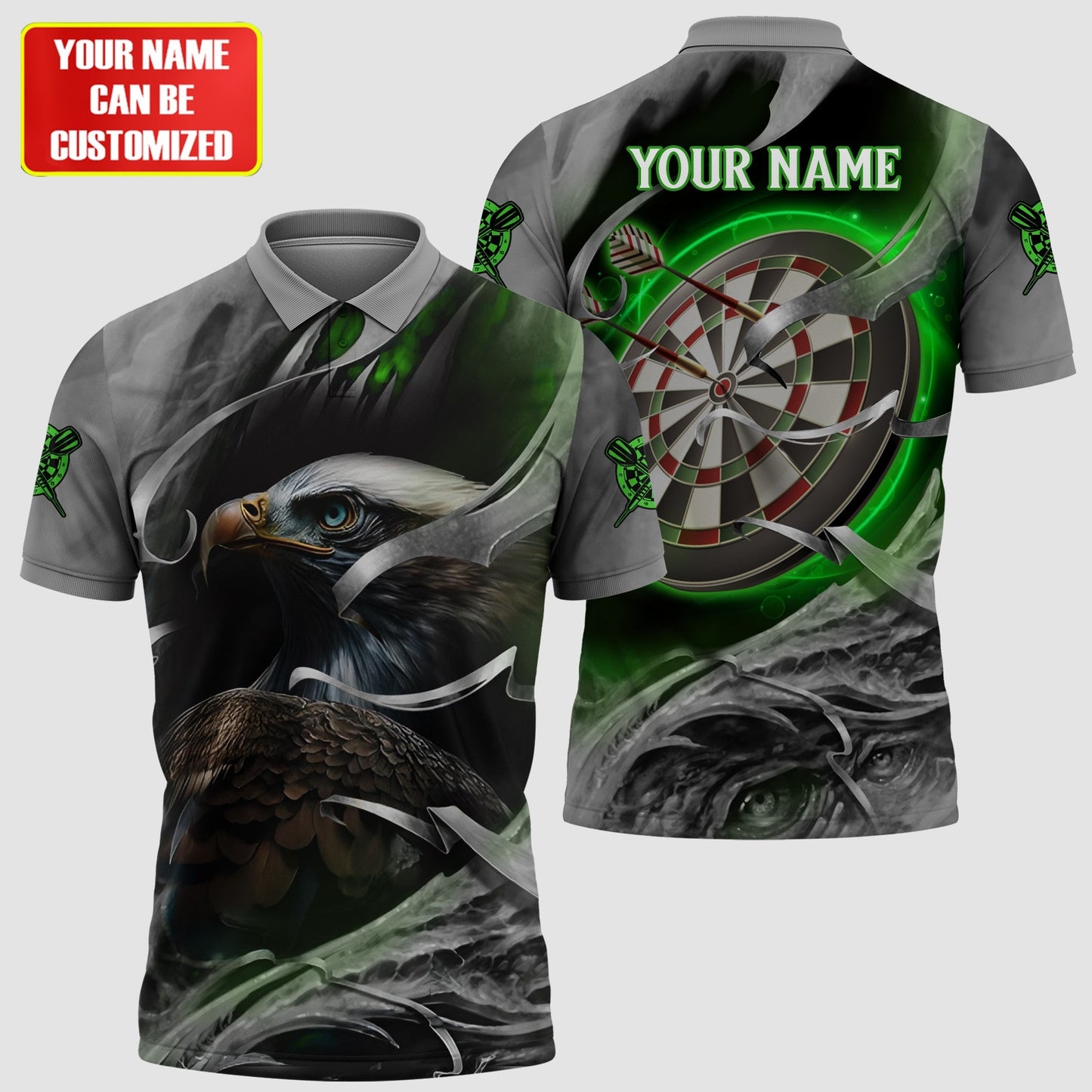 Dartboard Eagle Green Version Personalized Name 3D Shirt For Darts Player SH200610
