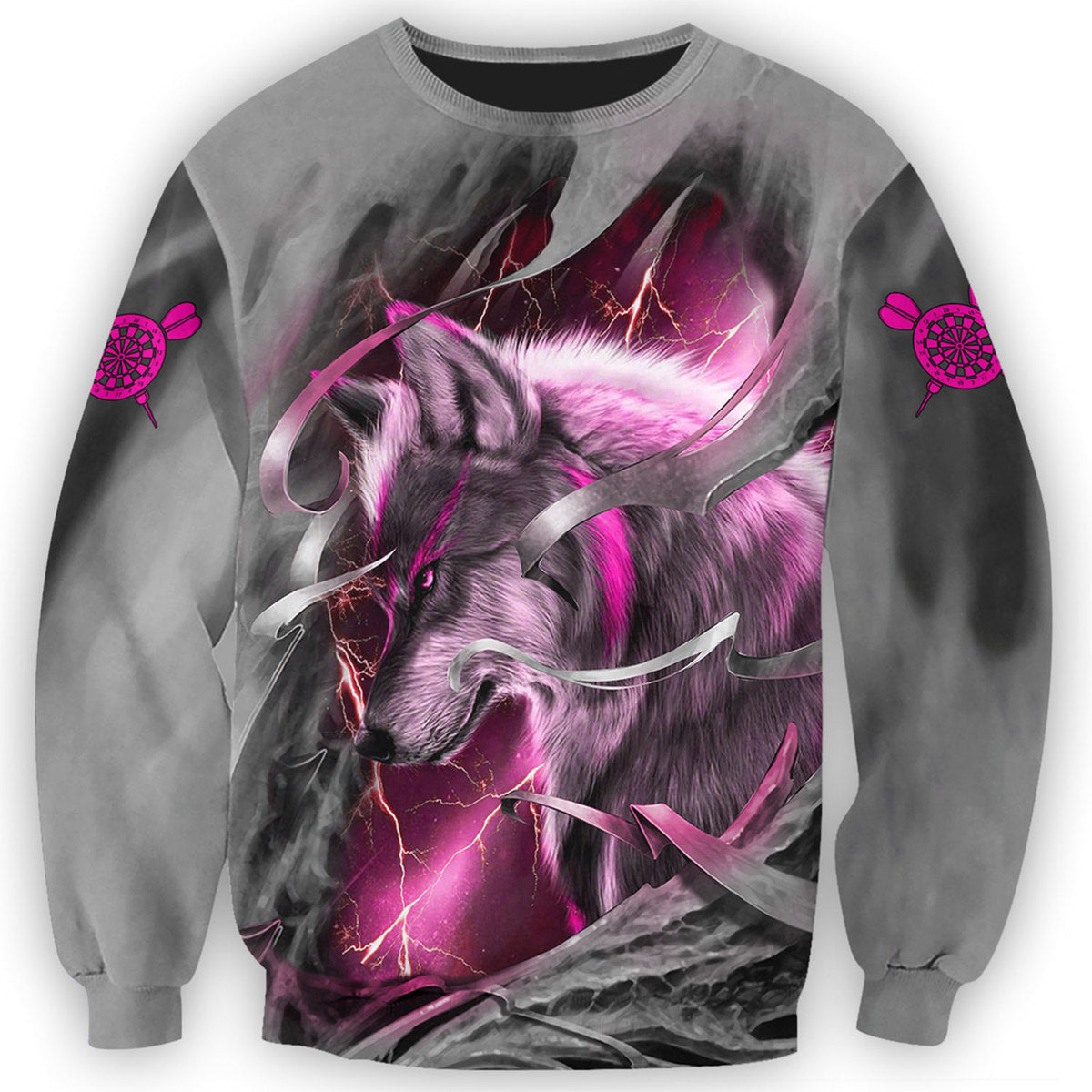 Dartboard Pink Wolf Personalized Name 3D Shirt For Darts Player S270604