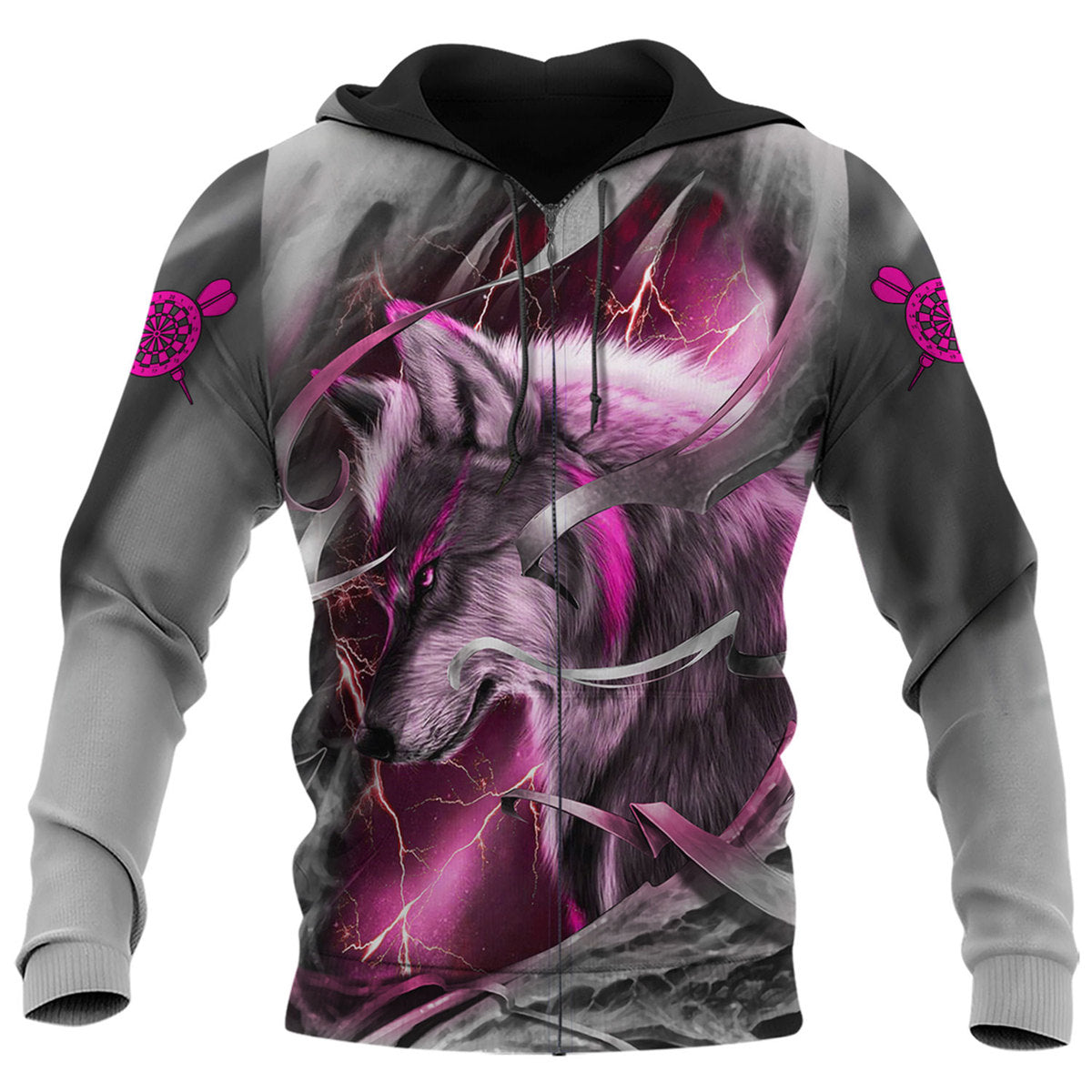Dartboard Pink Wolf Personalized Name 3D Shirt For Darts Player S270604