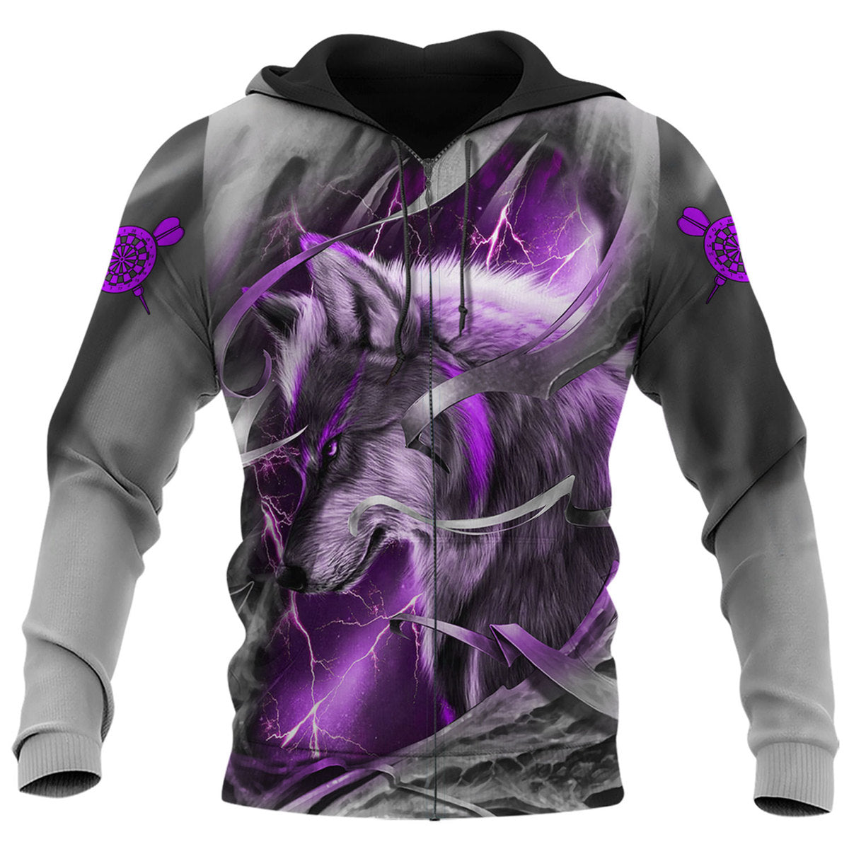 Dartboard Purple Wolf Personalized Name 3D Shirt For Darts Player S270604