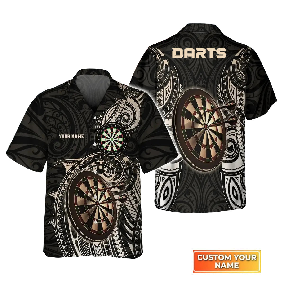 Dartboard Tattoo Personalized Name 3D Polo Shirt For Darts Player, Dart Team Shirts S130708