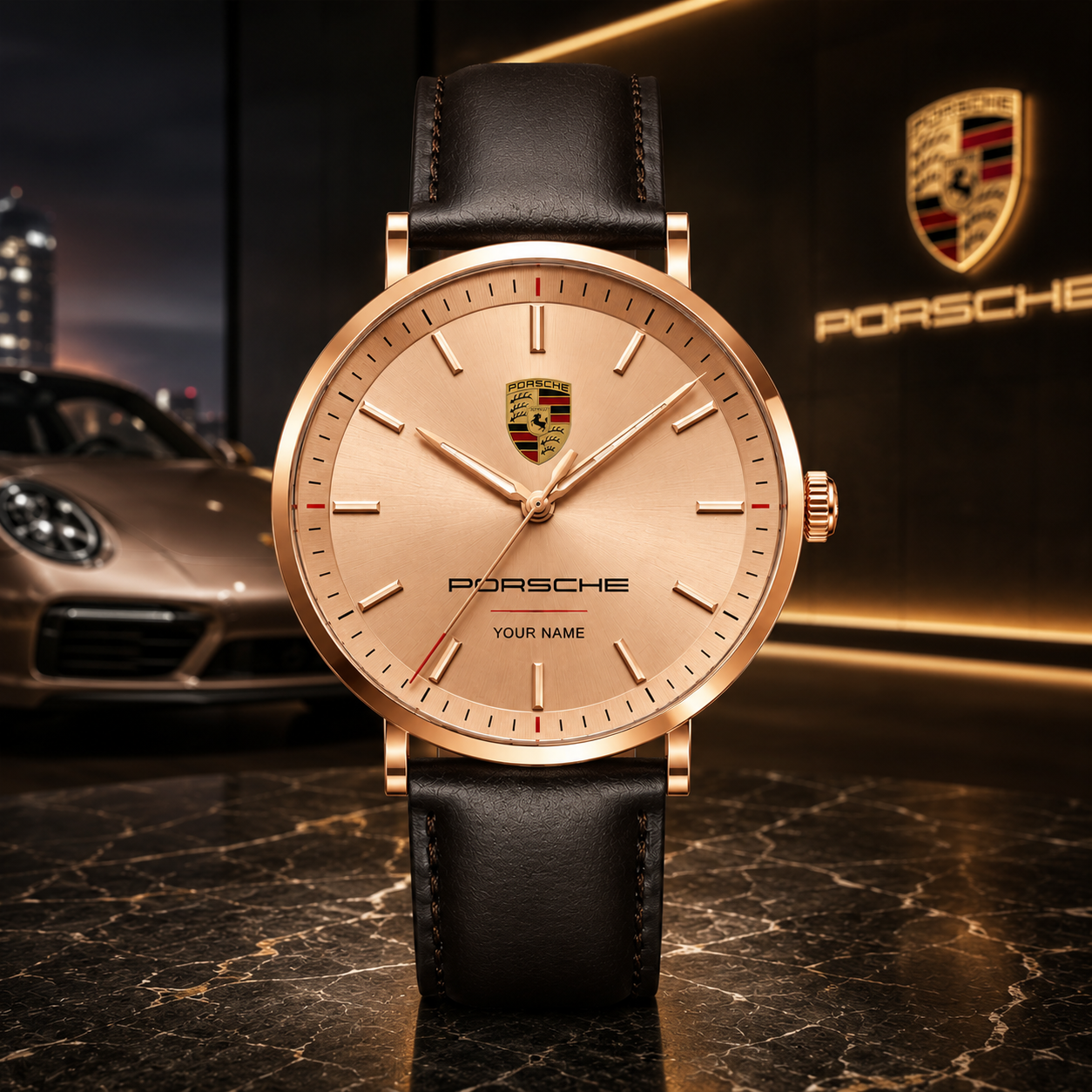 Personalized Pors Minimalist Leather Watch