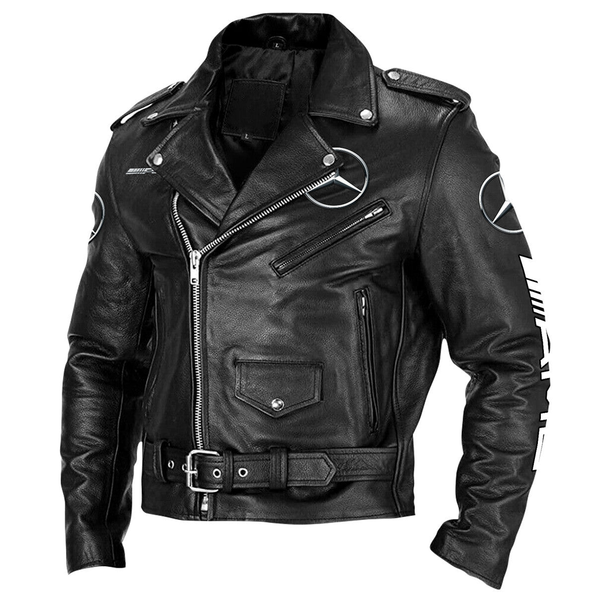 Personalized Merc AMG Zipper Vintage Leather Jacket Q260109