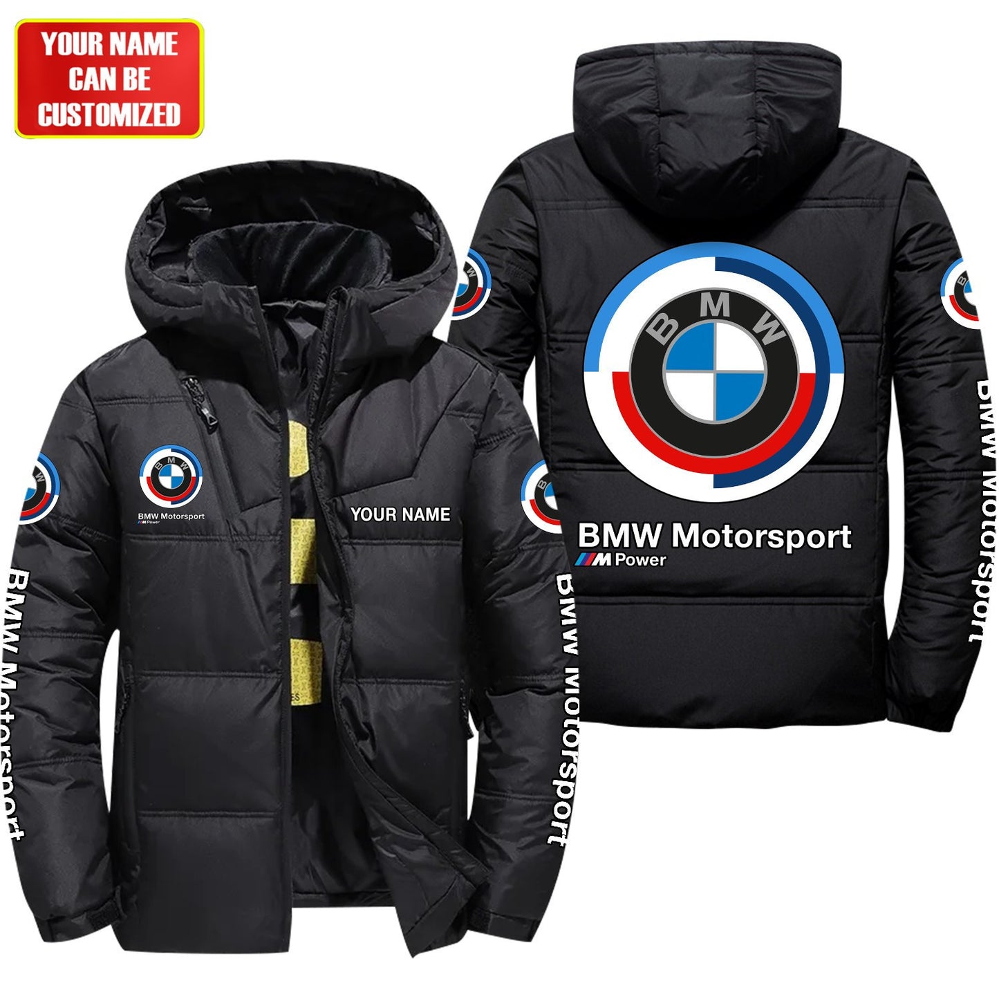 Personalized BW Motorsport Puffer Thermal Winter Jacket With Hood P211201