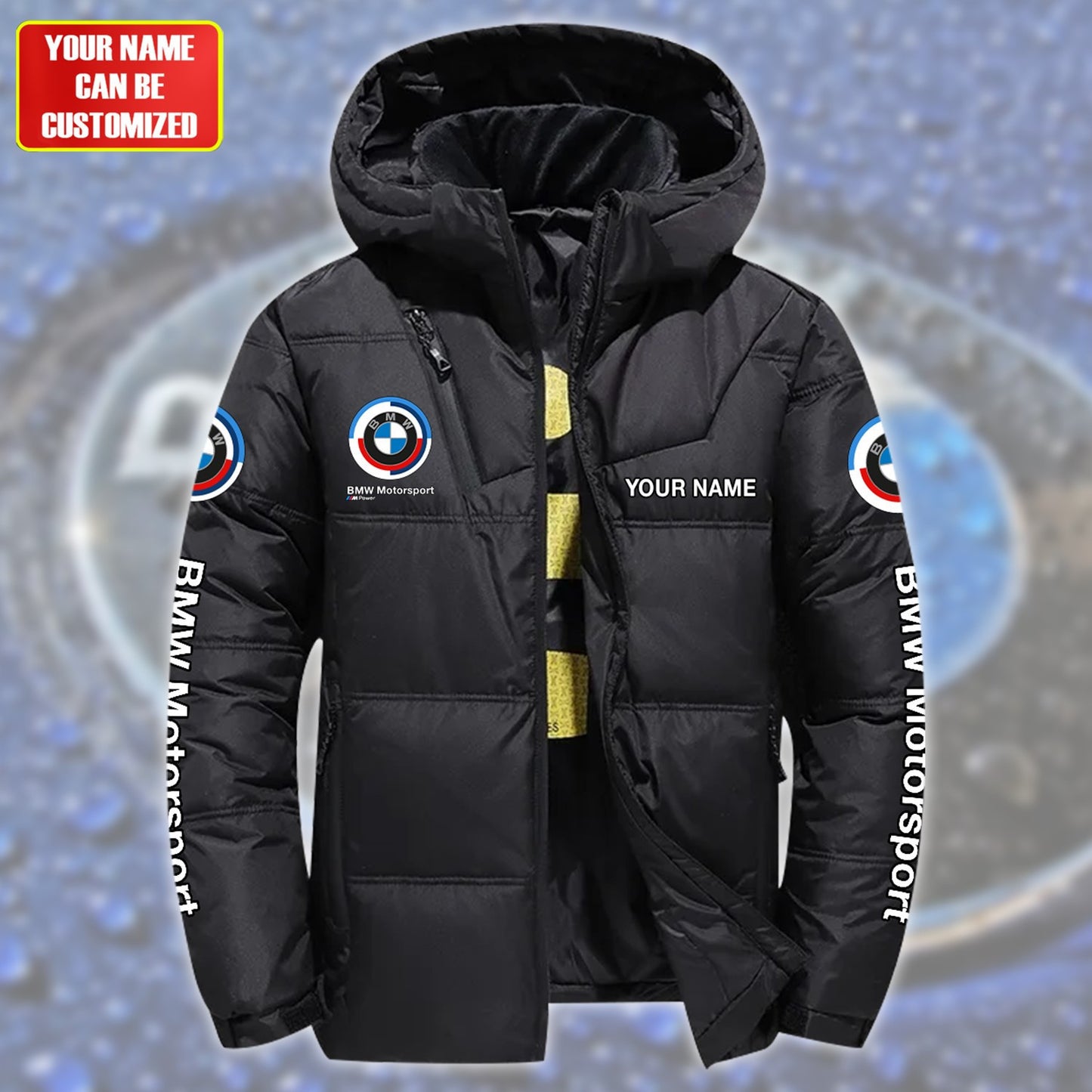 Personalized BW Motorsport Puffer Thermal Winter Jacket With Hood P211201