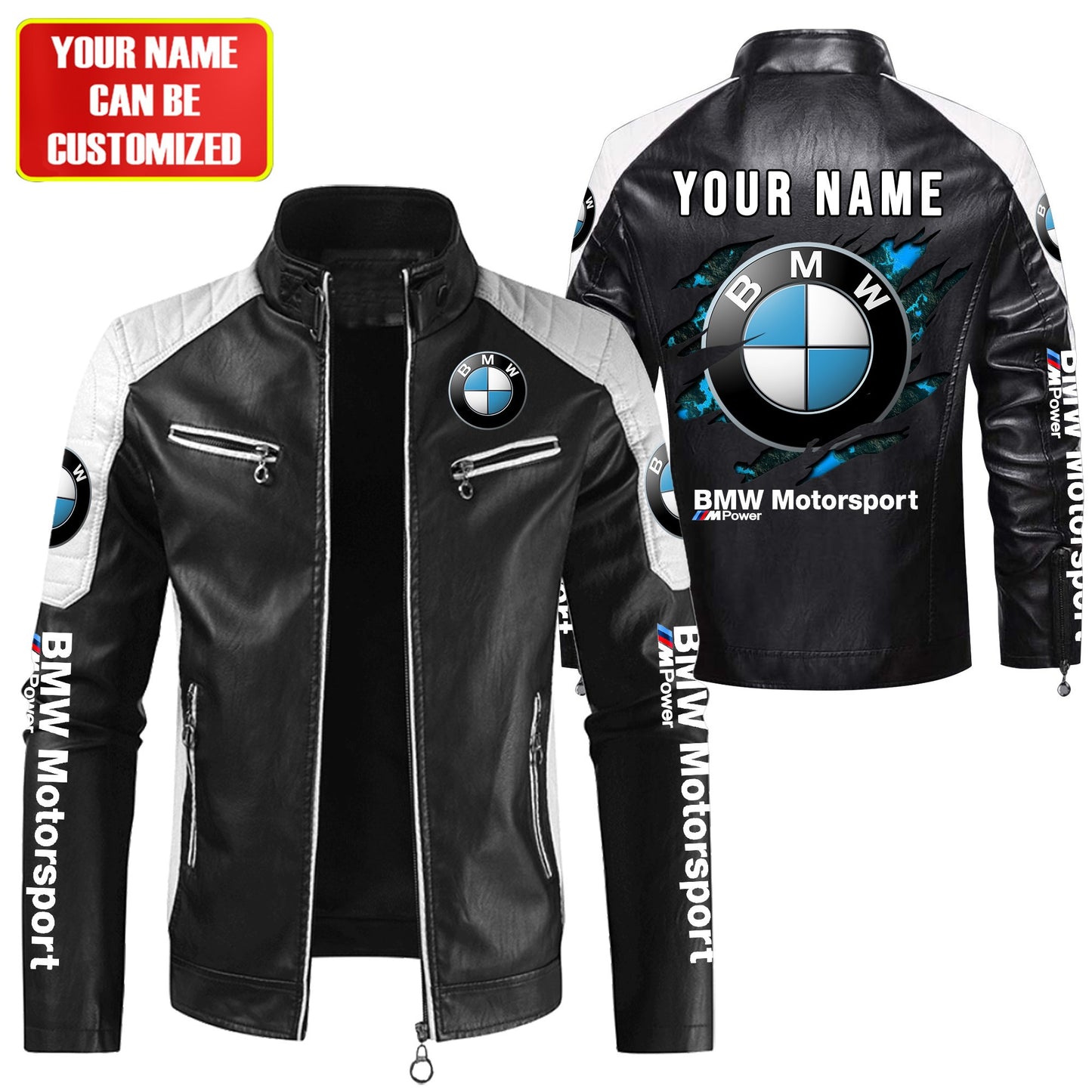 Personaziled BW New Leather Biker Jacket P200202