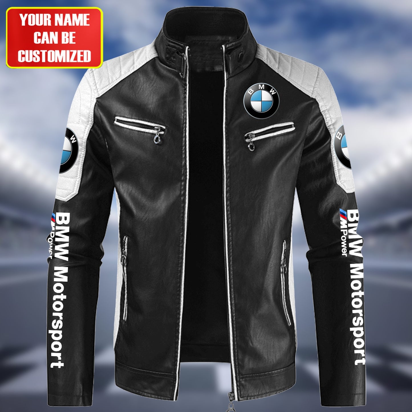 Personaziled BW New Leather Biker Jacket P200202