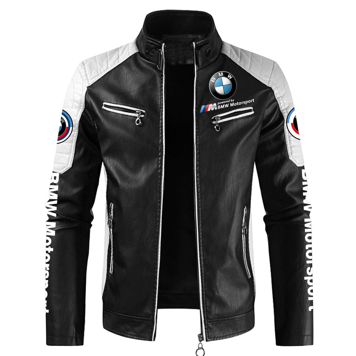 Personalized BW x Yd Leather Biker Jacket White Q150905