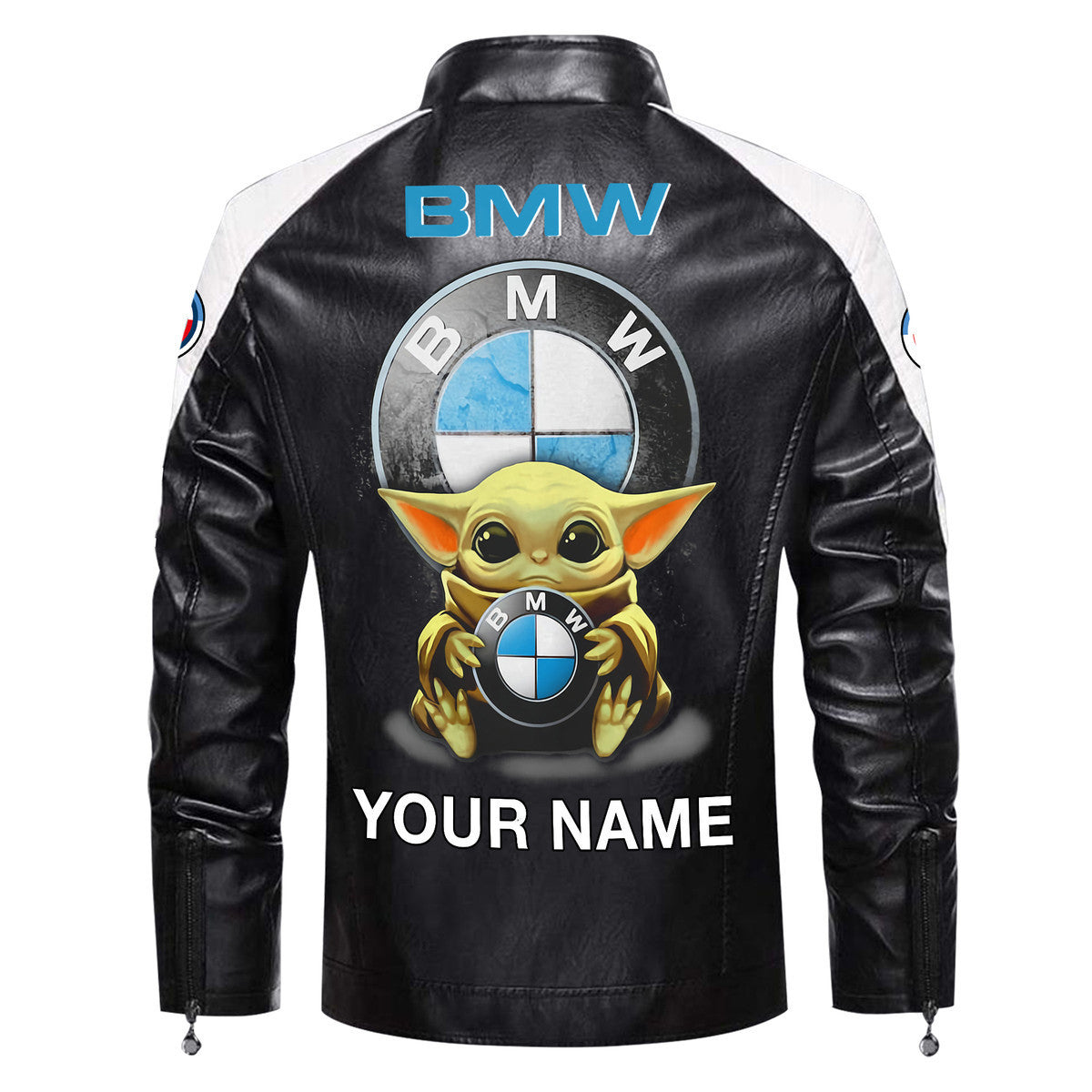 Personalized BW x Yd Leather Biker Jacket White Q150905