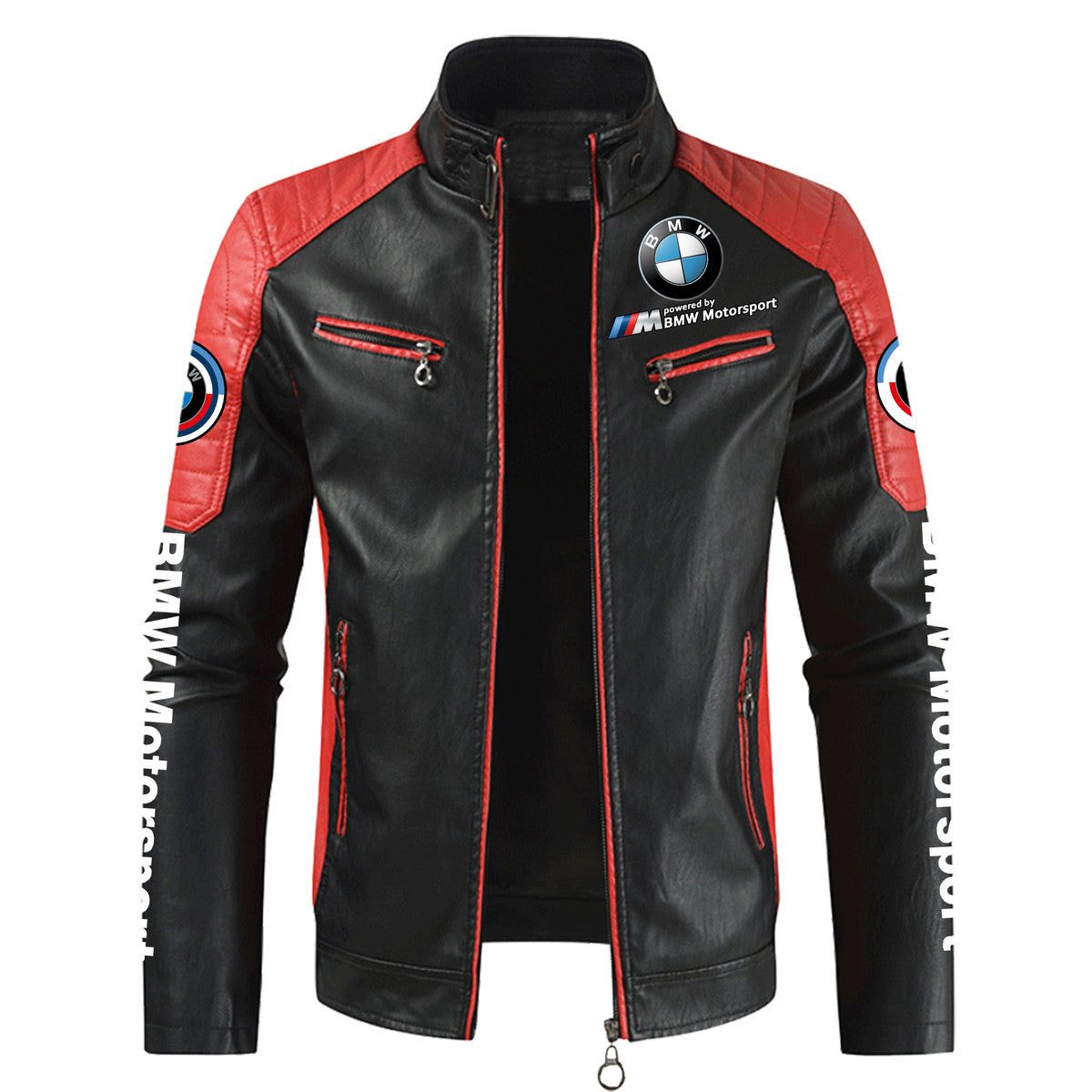 Personalized BW x Yd Leather Biker Jacket Red Q150905
