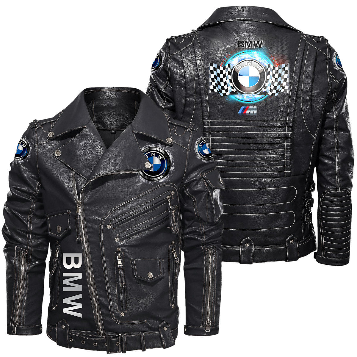 Bw Q2 Belt Solid Zipper Street Leather Jacket Q210907