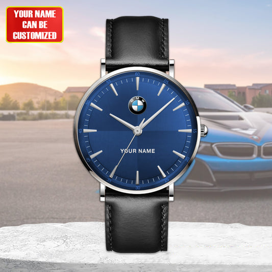 Personalized BW Blue Leather Watch Q170202