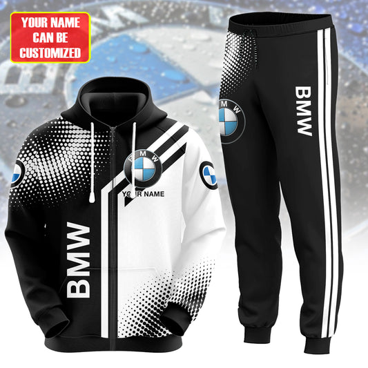 Personalized BW 3D All over Printed Hoodie and Sweatpants set V8