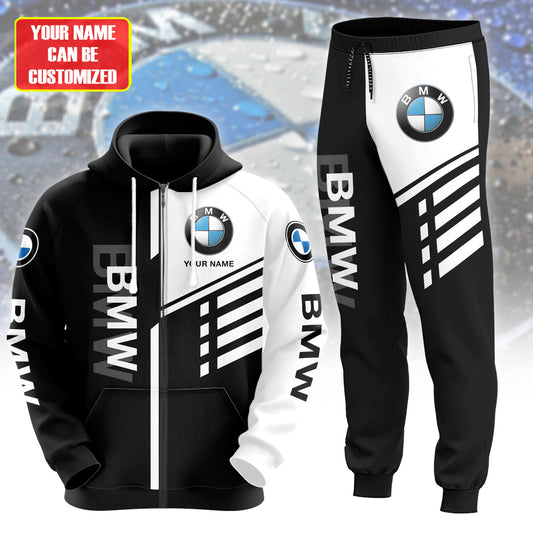 Personalized BW 3D All over Printed Hoodie and Sweatpants set V9