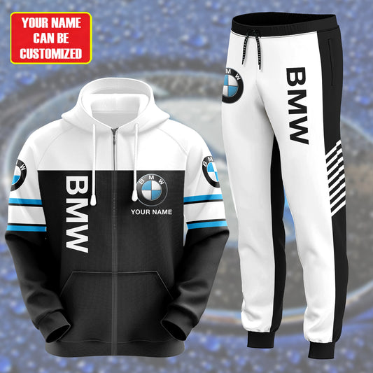 Personalized BW 3D All over Printed Hoodie and Sweatpants set V10
