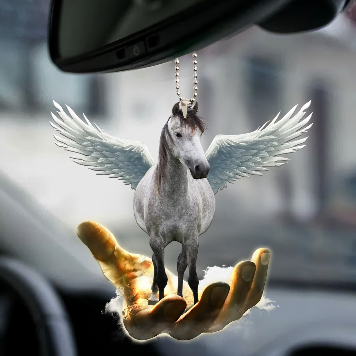 Gray Horse Wings Car Ornament Q250203