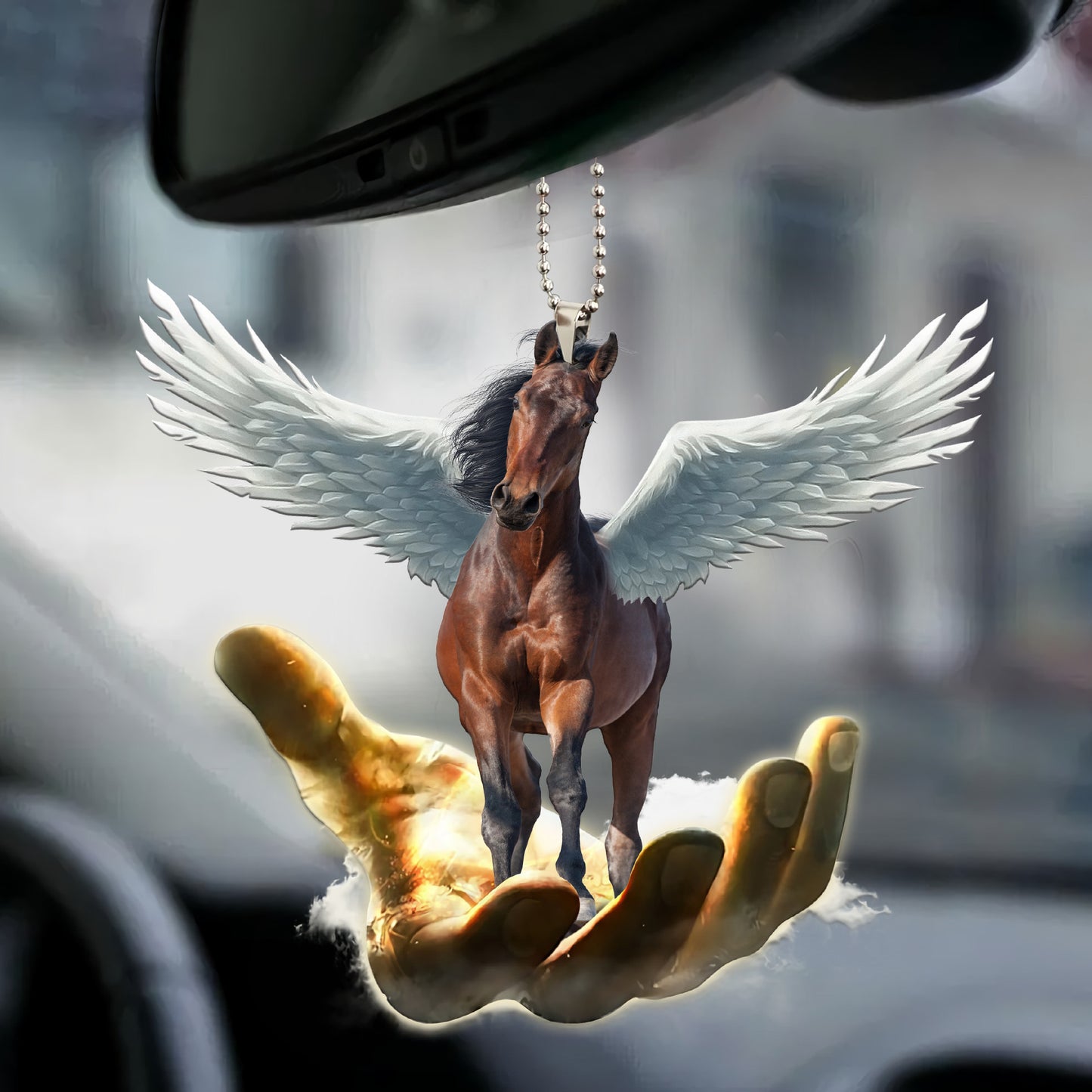 Bay Horse Wings Car Ornament Q250203