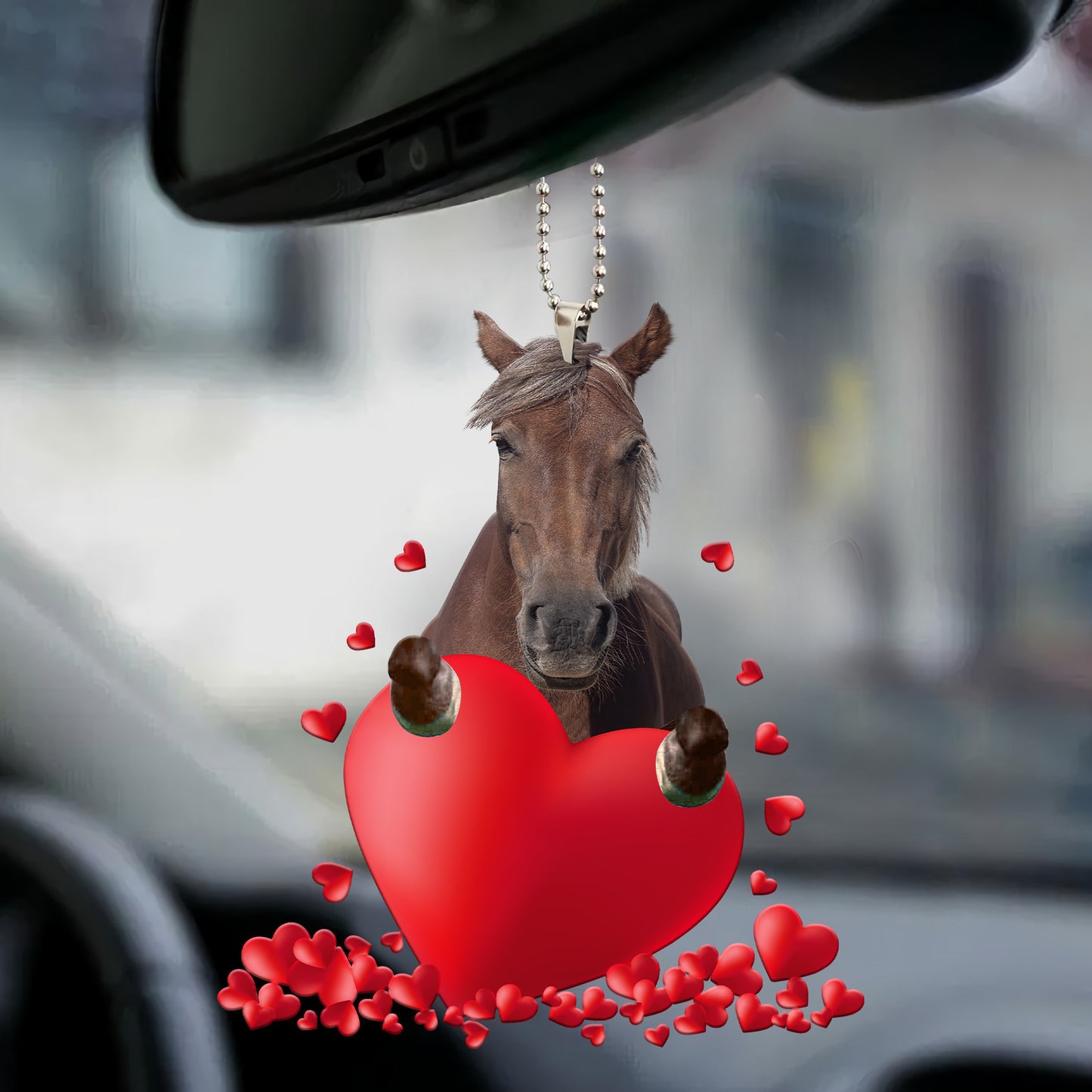 Brown Horse Heart Car Ornament