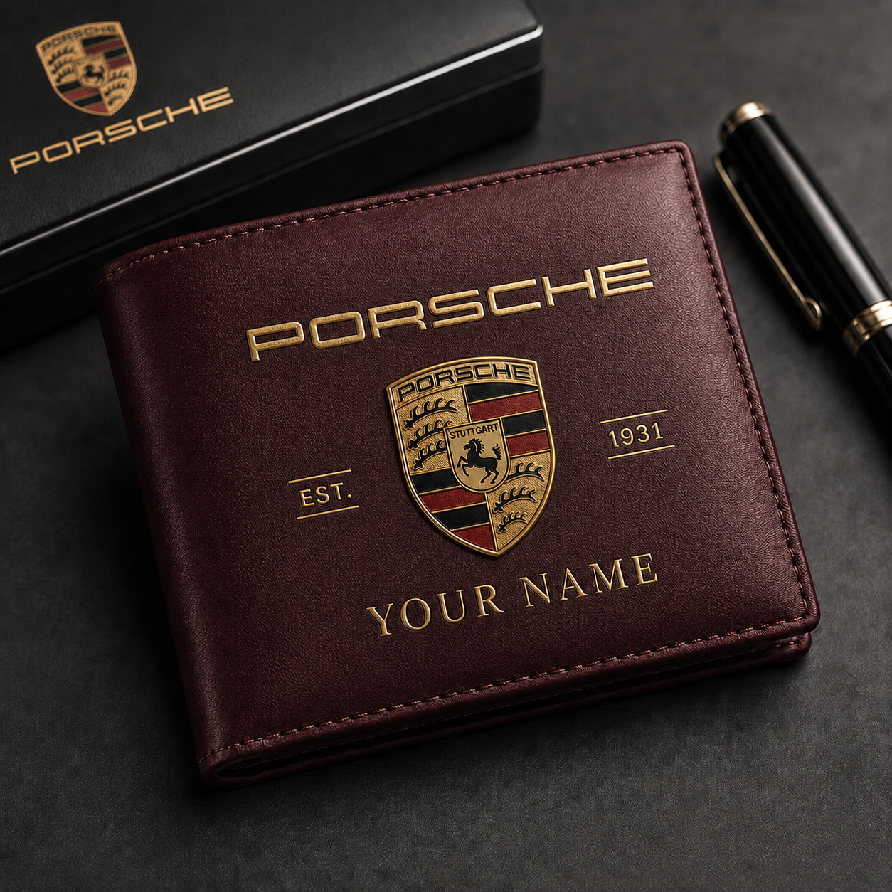 Personalized Pors 1931 Leather Wallet , Leather Gift , Father Day Gifts , Holiday Gift