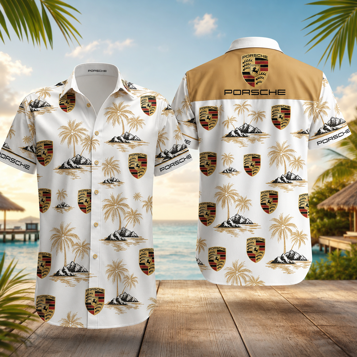 Pors Luxury Floral Hawaii Shirt Beach Short