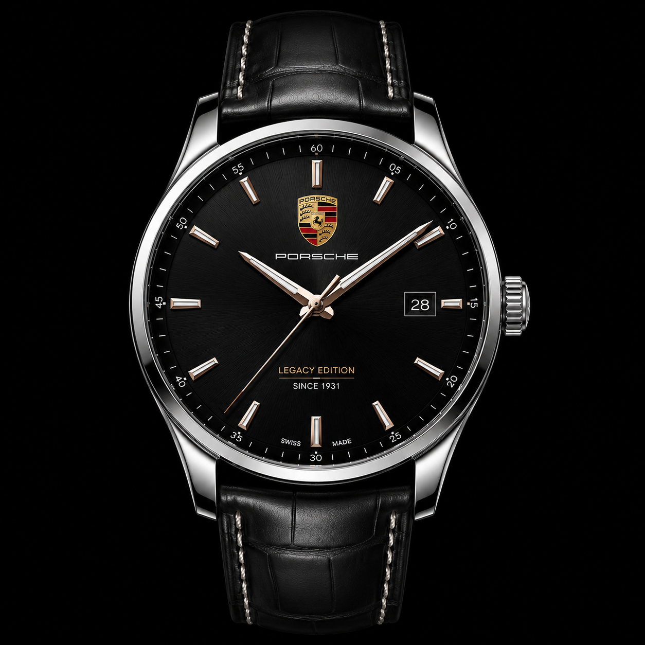 Personalized Pors Legacy Edition Leather Strap Watch