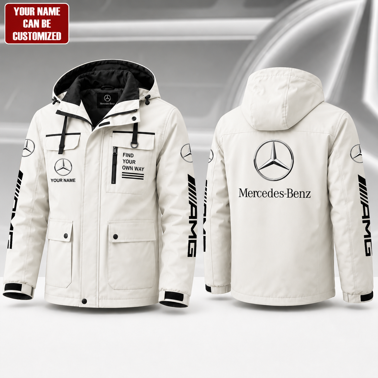 Personalized Merc Amg Style Windbreaker Hooded Jacket