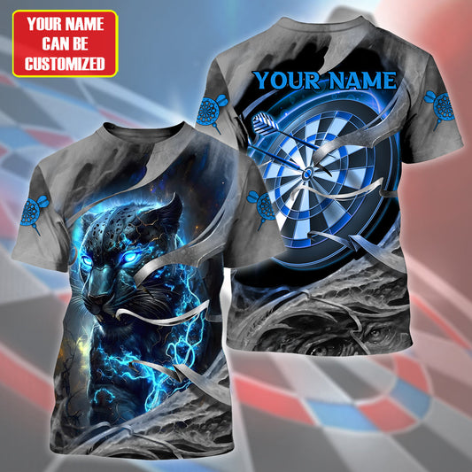 Dartboard Blue Panther Personalized Name 3D Shirt For Darts Player S070701